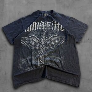 Y2K 2000s Relaxed Black MMA Elite Raver Grunge Tee